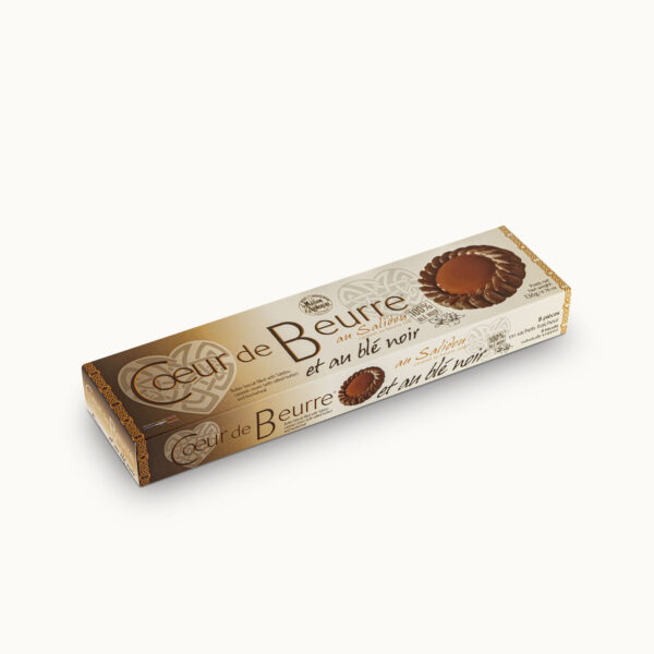 Le Cœur de beurre 100% blé noir, Palet breton à la farine de blé noir et au cœur caramel - étui 136g de 8 biscuits